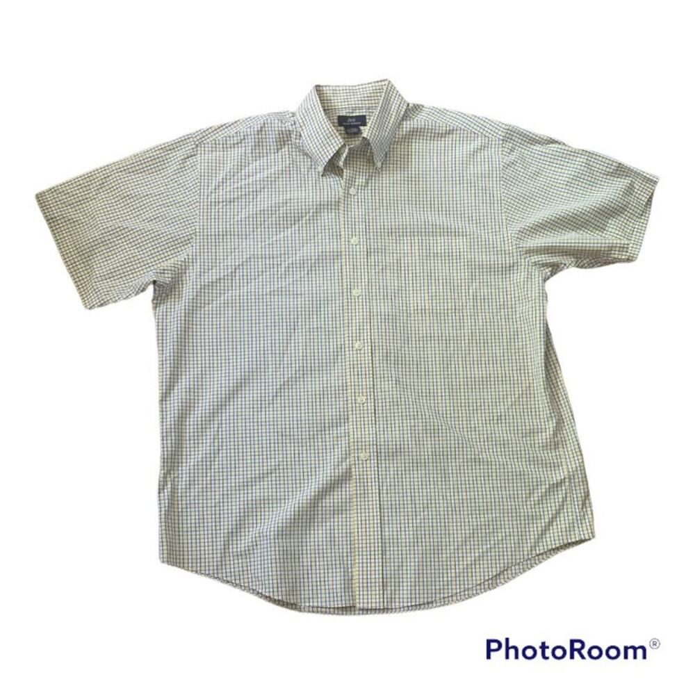346 brooks brothers size large plaid yellow checkered short sleeve shirt button